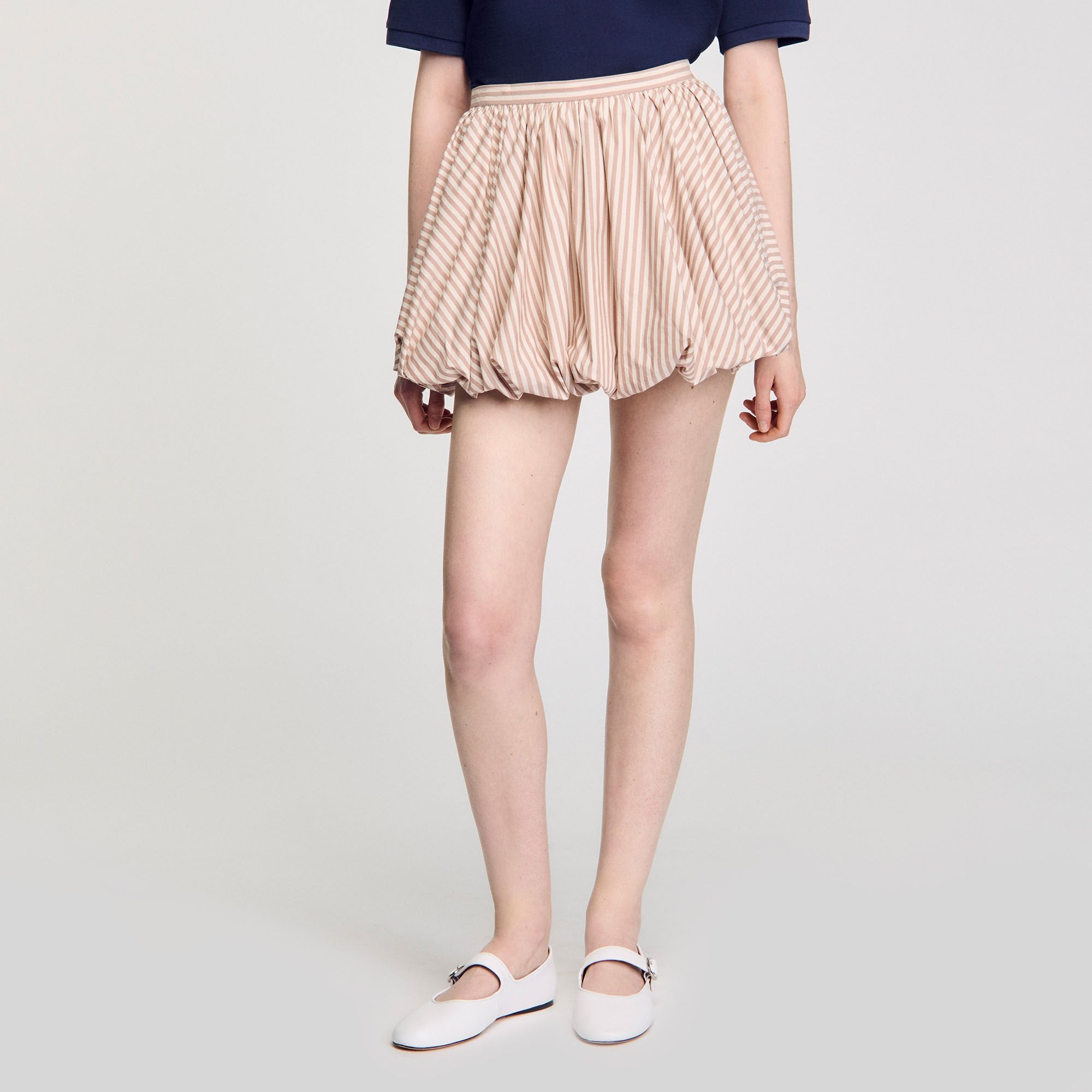 Sandro / Striped bubble skirt Sand / Camel
