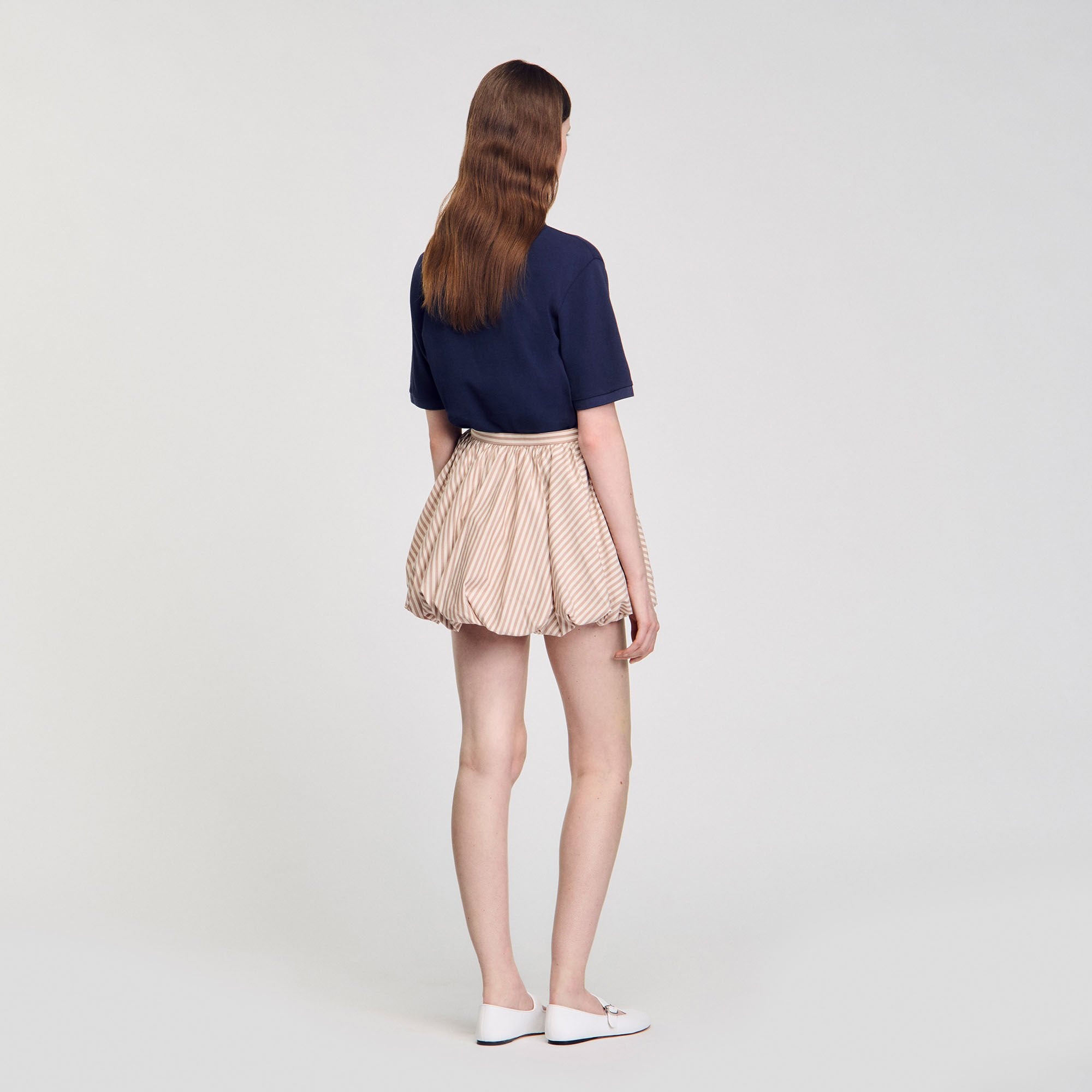 Sandro / Striped bubble skirt Sand / Camel