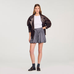 Sandro / Striped rhinestone bubble skirt Grey