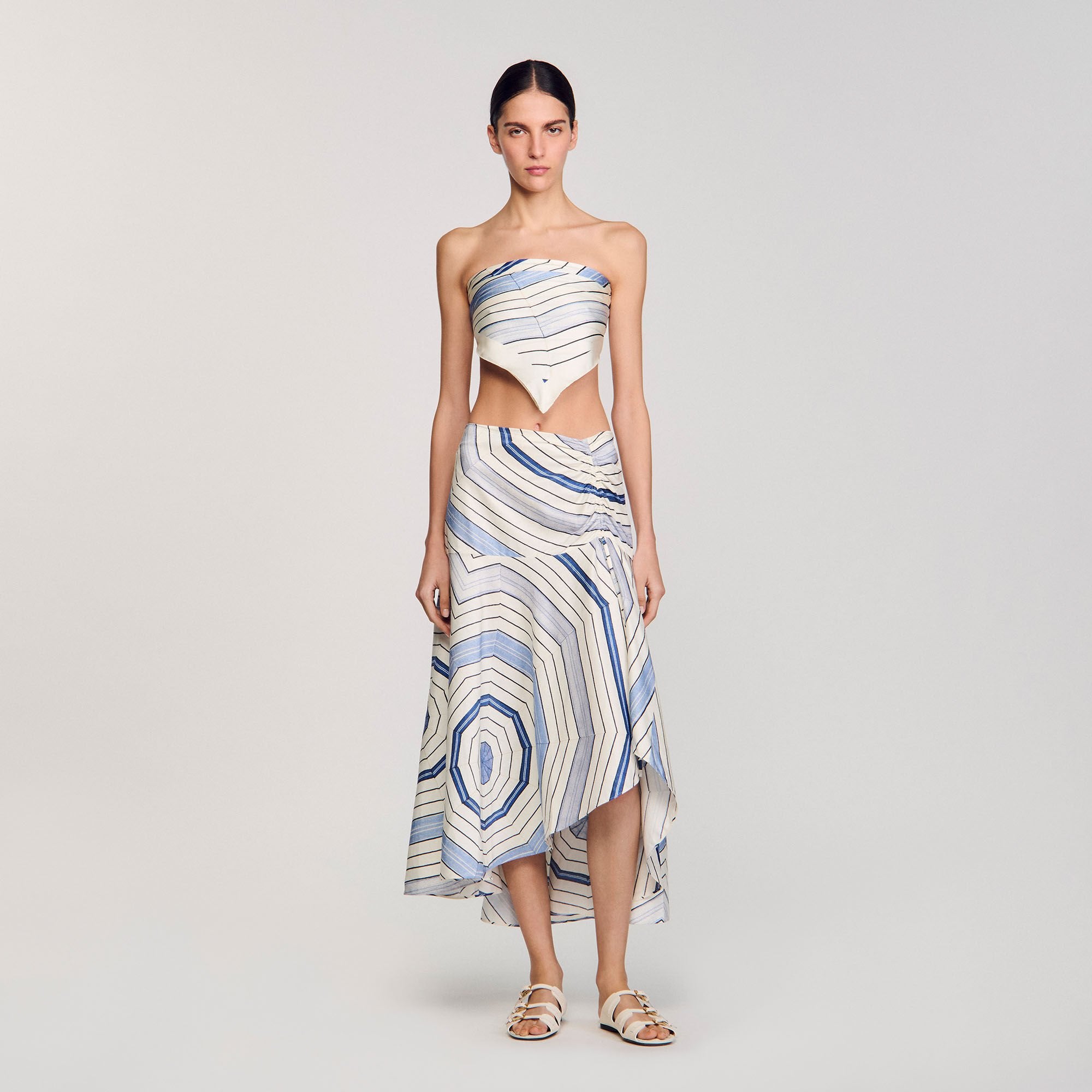 Sandro / Spiral-motif maxi skirt Sky Blue