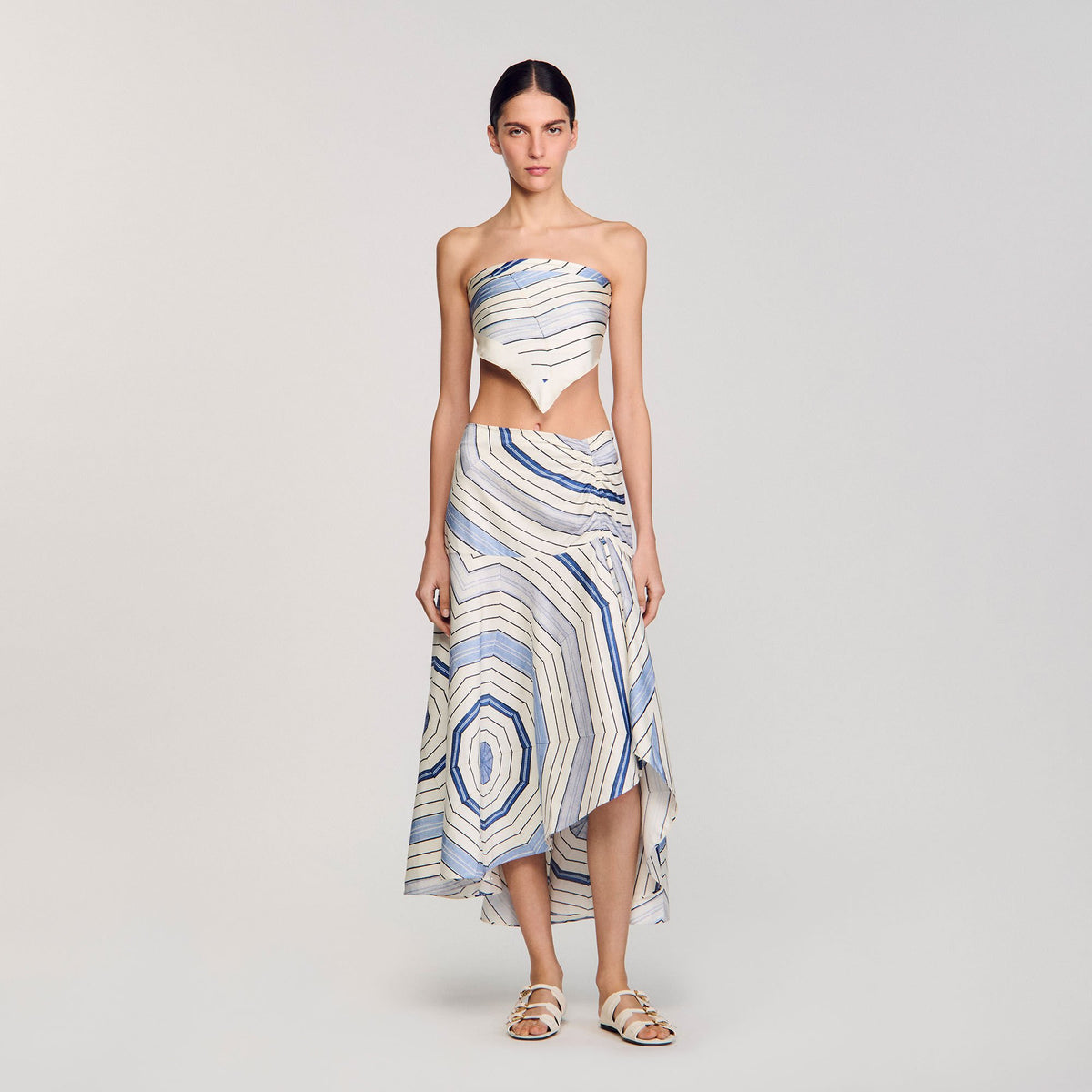 Sandro / Spiral-motif maxi skirt Sky Blue