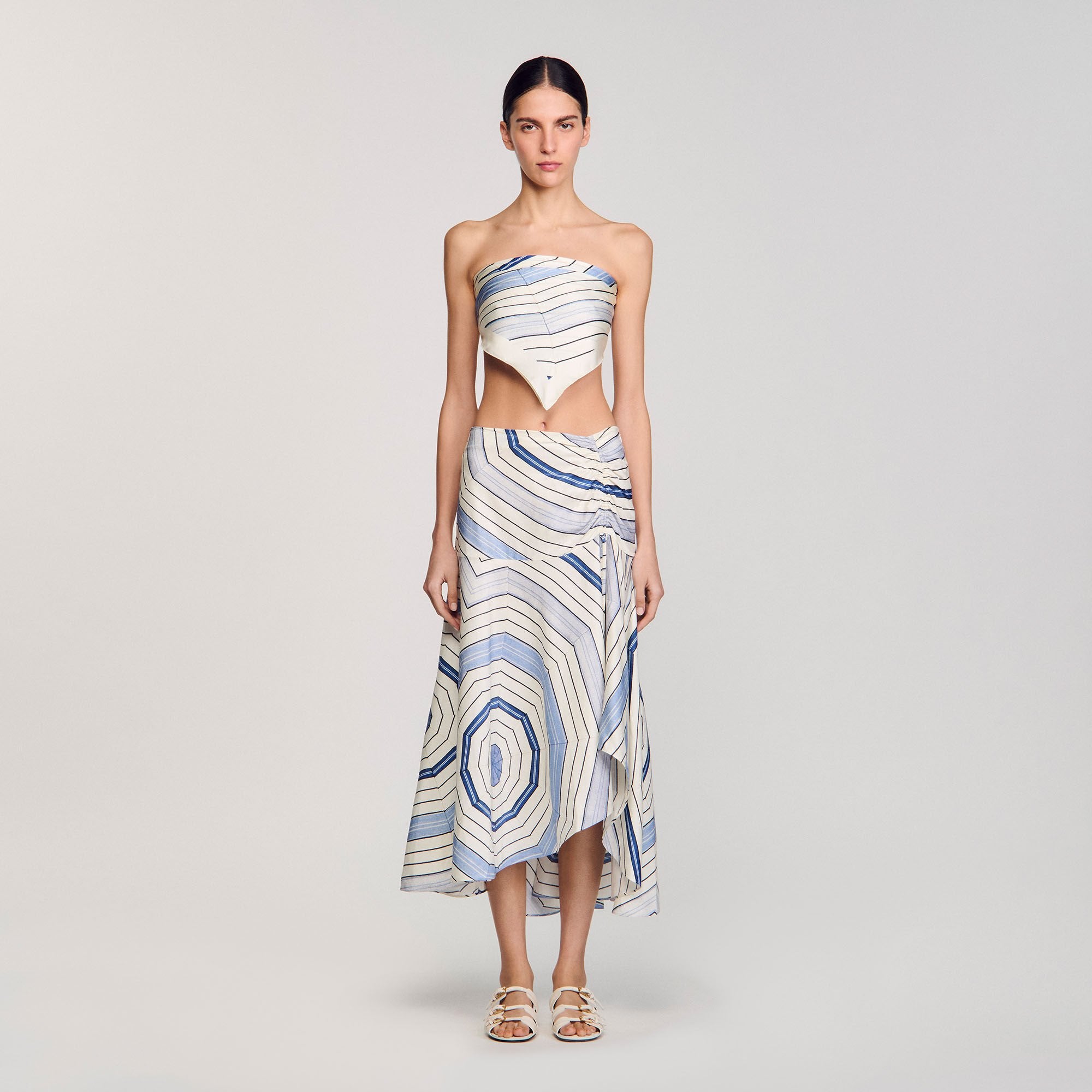 Sandro / Spiral-motif maxi skirt Sky Blue