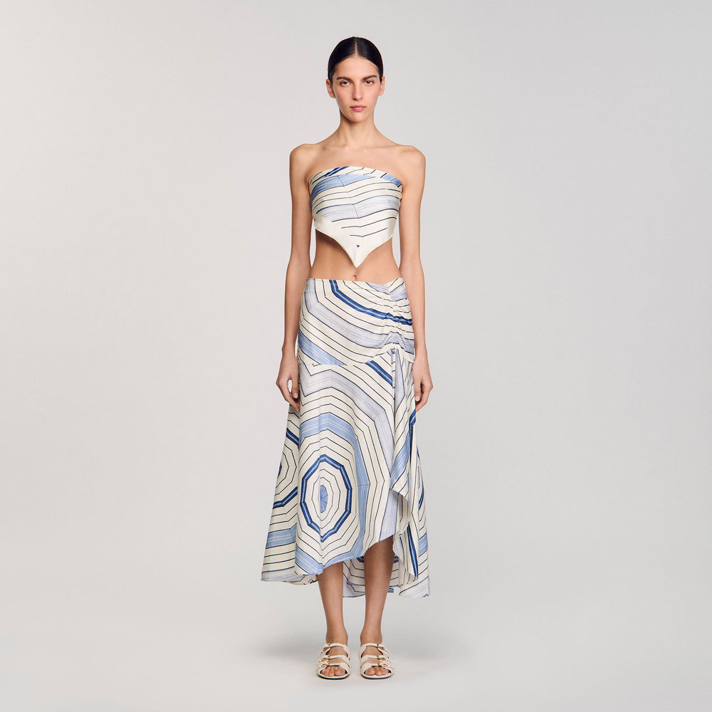 Sandro / Spiral-motif maxi skirt Sky Blue