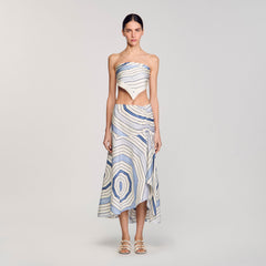 Sandro / Spiral-motif maxi skirt Sky Blue