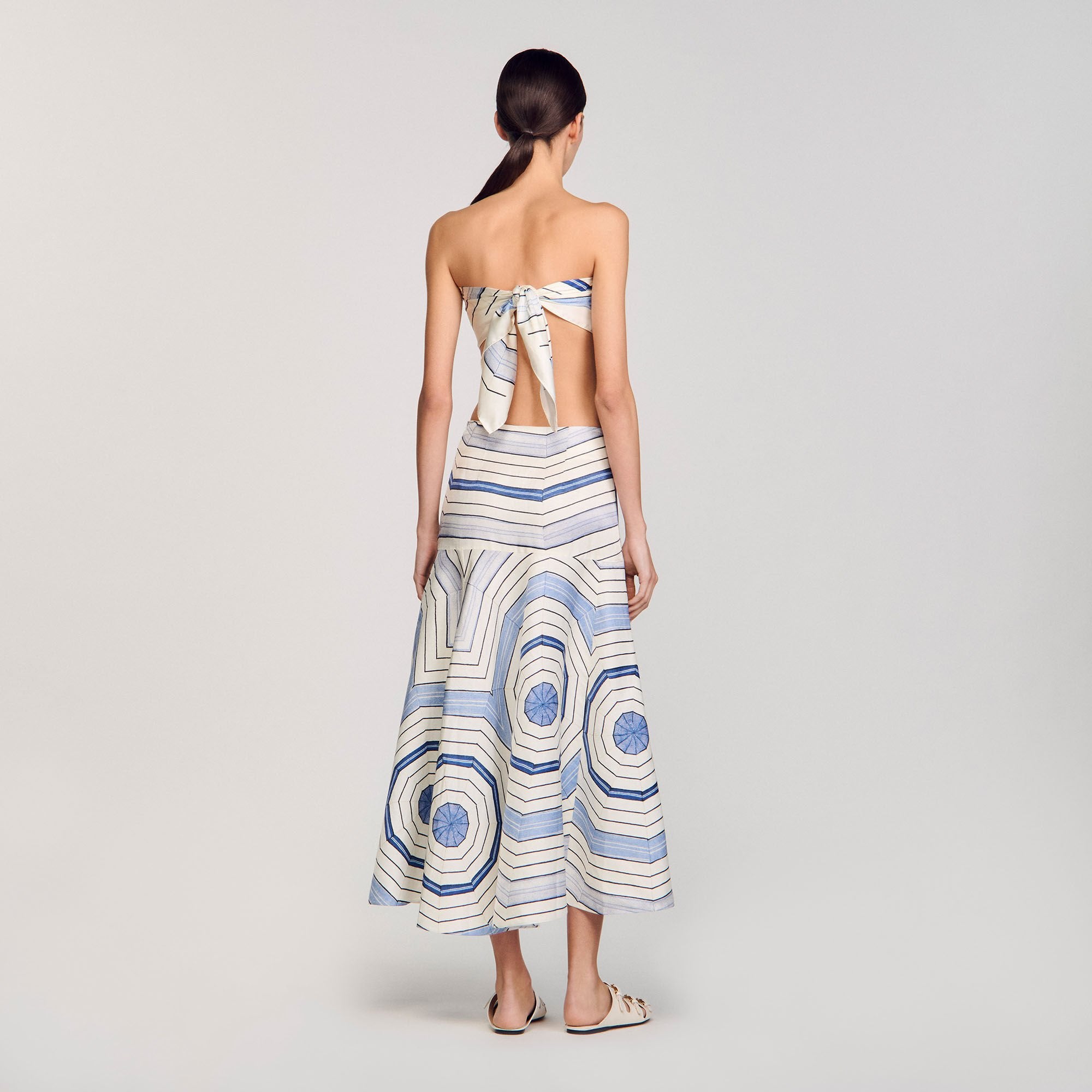 Sandro / Spiral-motif maxi skirt Sky Blue