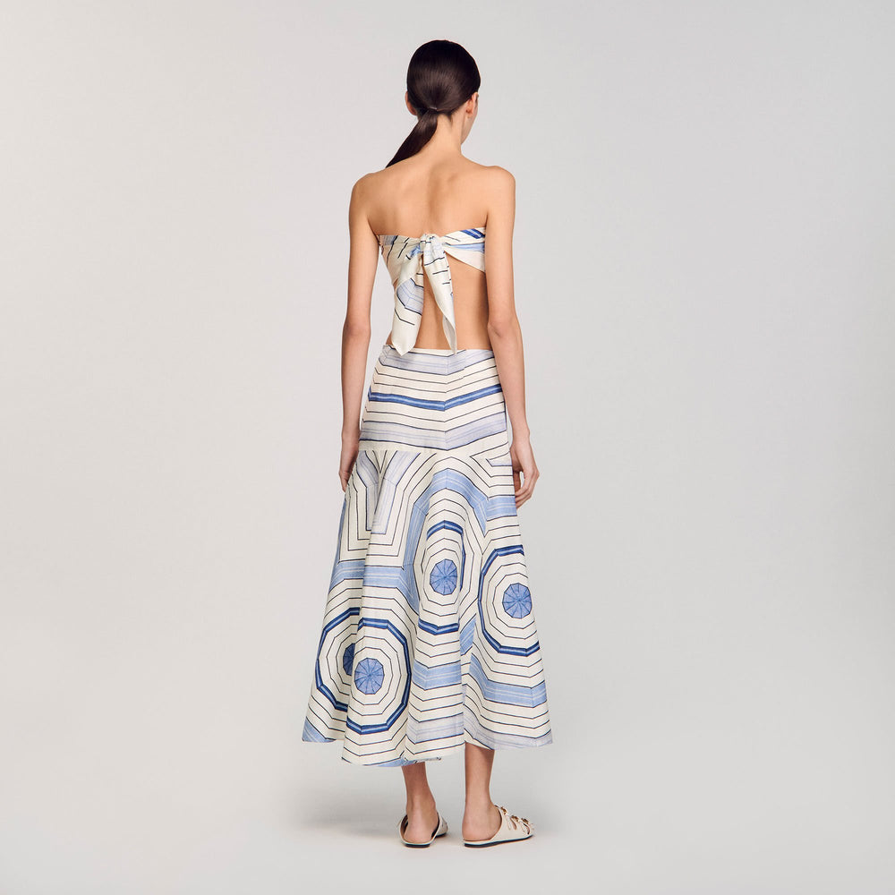 Sandro / Spiral-motif maxi skirt Sky Blue