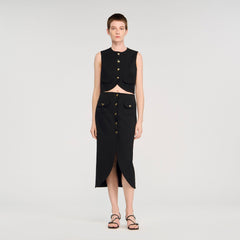 Sandro / Buttoned midi skirt Black