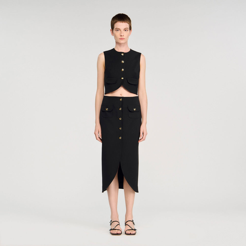 Sandro / Buttoned midi skirt Black