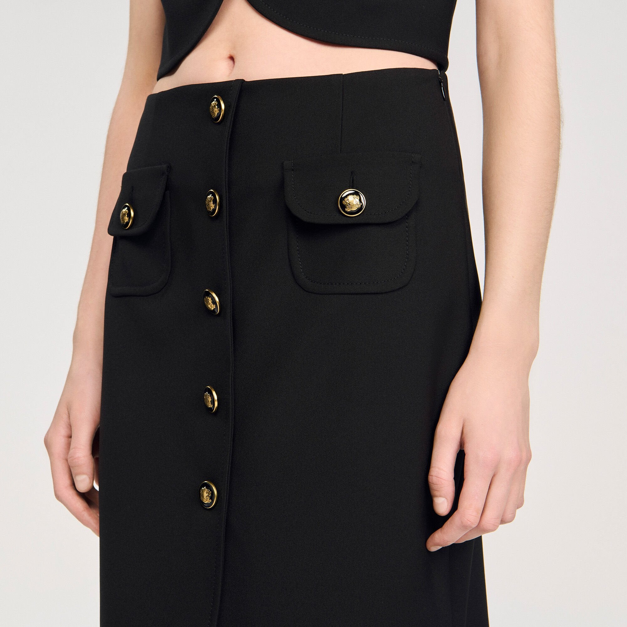 Sandro / Buttoned midi skirt Black