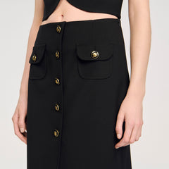 Sandro / Buttoned midi skirt Black