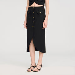 Sandro / Buttoned midi skirt Black