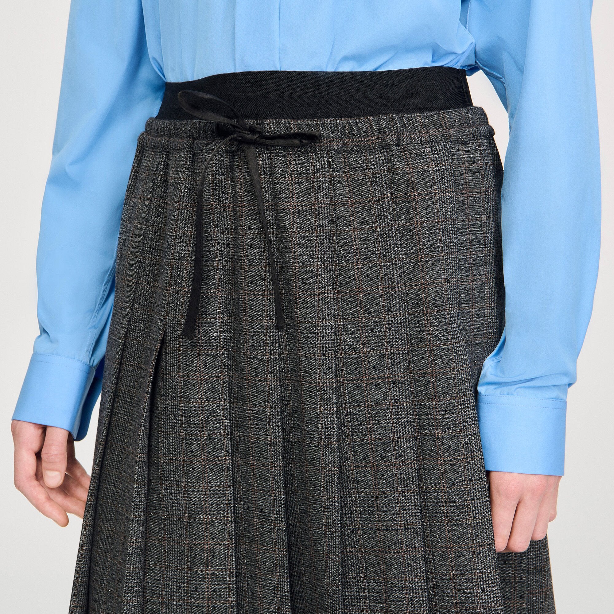 Sandro / Midi pleated rhinestone skirt Grey / Brown