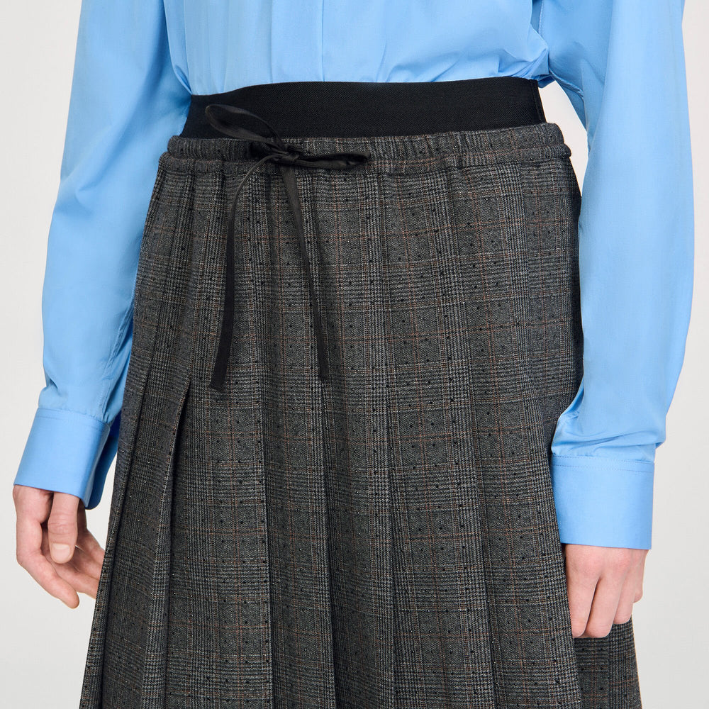 Sandro / Midi pleated rhinestone skirt Grey / Brown