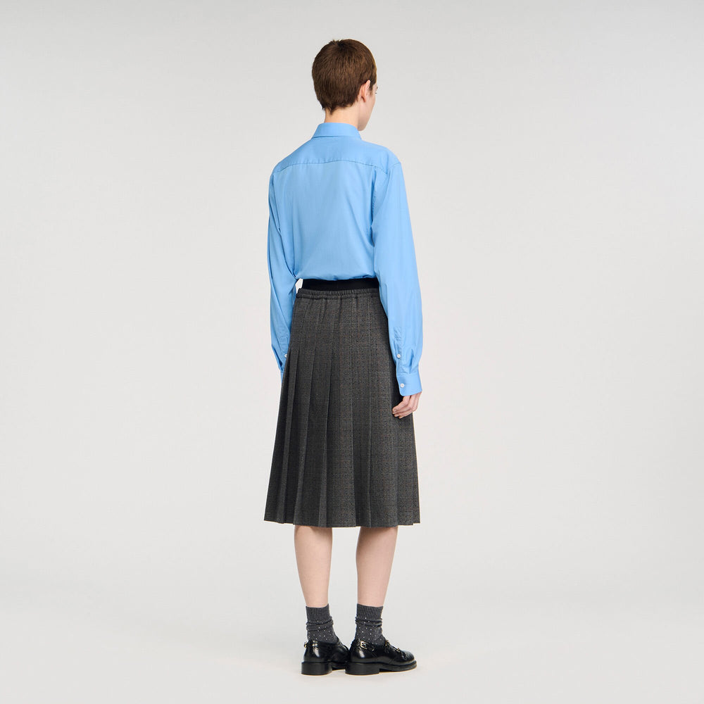 Sandro / Midi pleated rhinestone skirt Grey / Brown