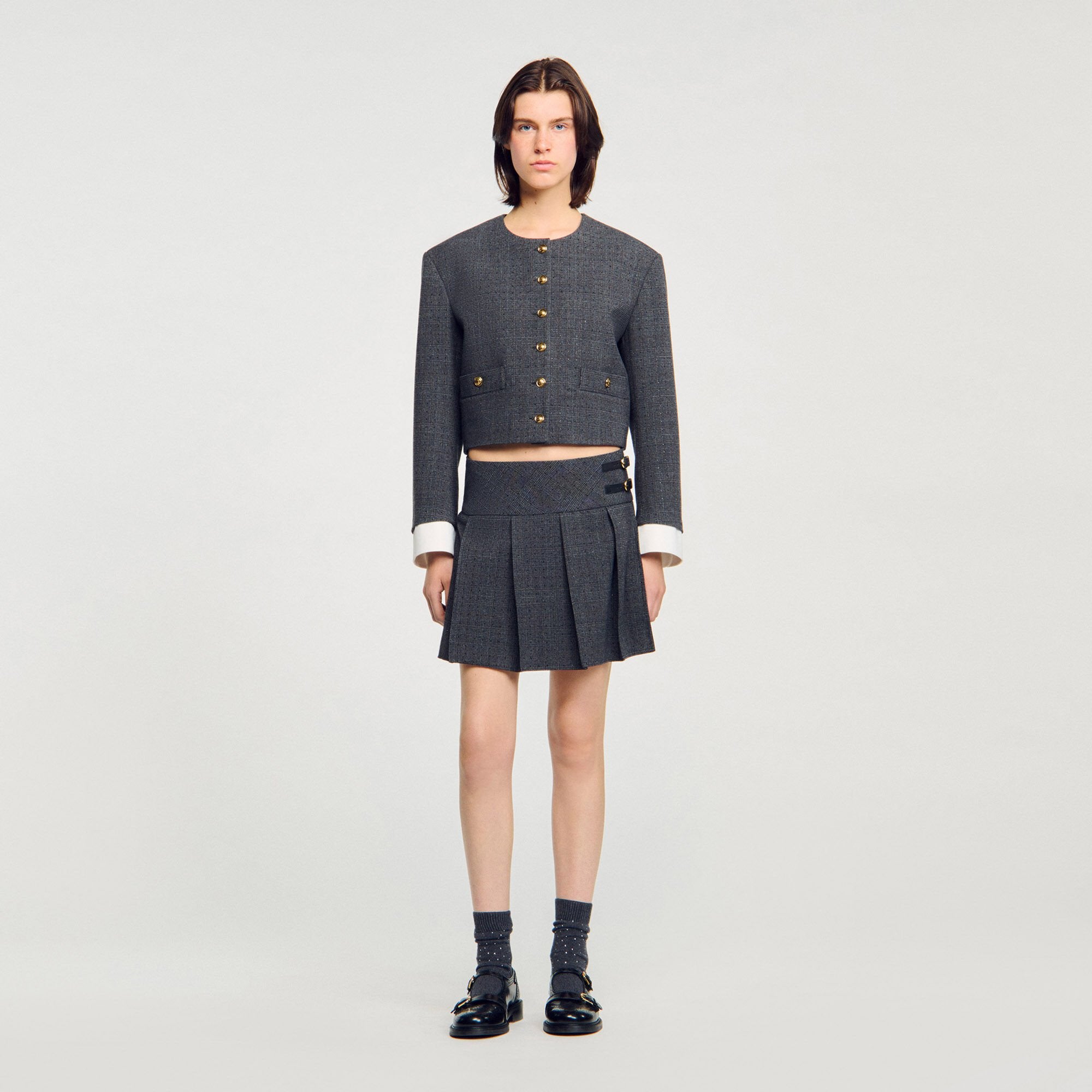 Sandro / Mini rhinestone suit skirt Grey / Brown