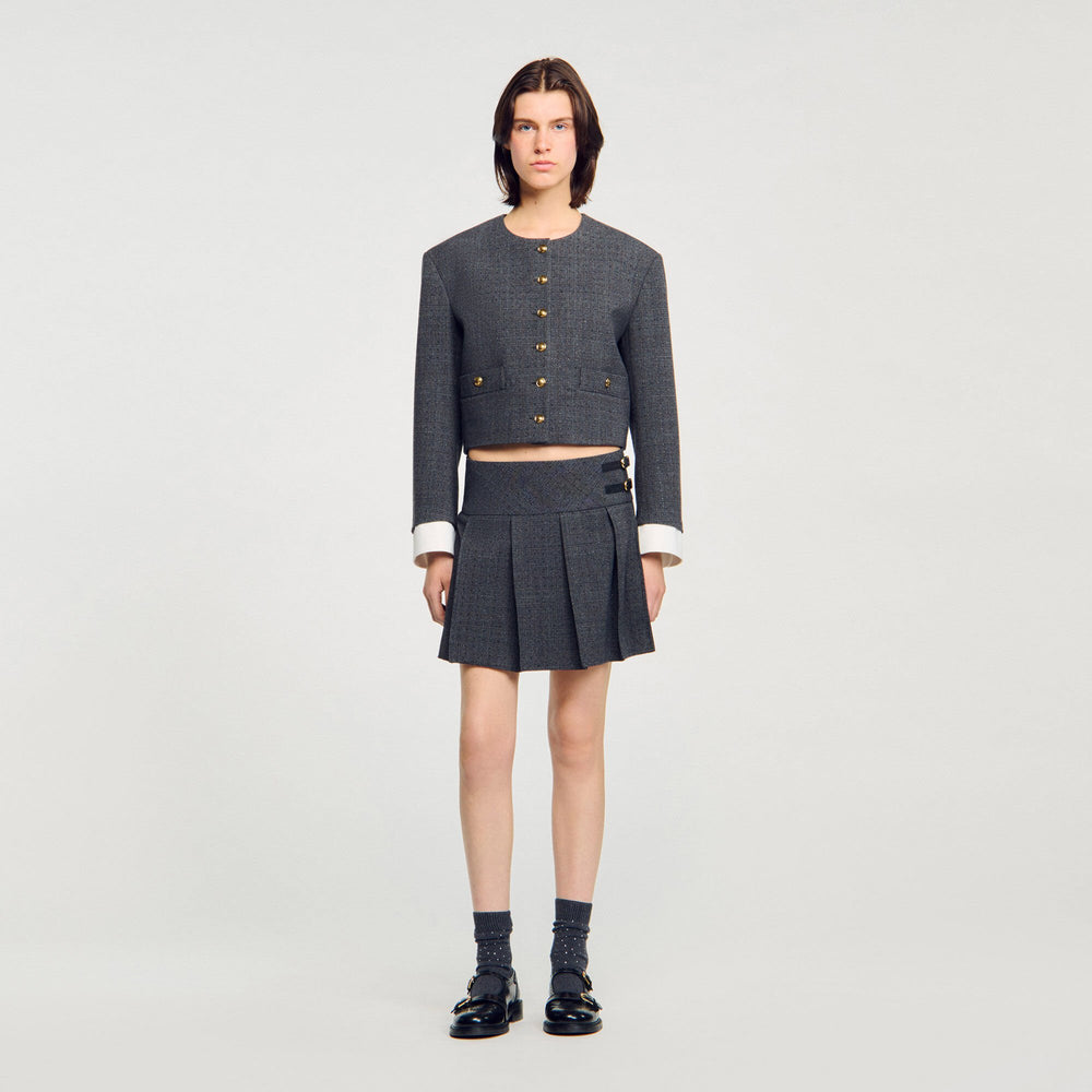 Sandro / Mini rhinestone suit skirt Grey / Brown