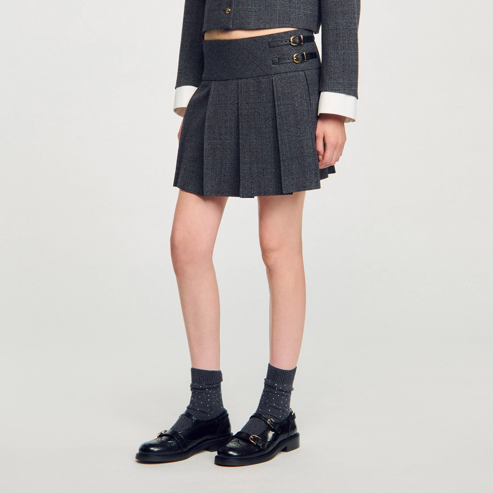 Sandro / Mini rhinestone suit skirt Grey / Brown