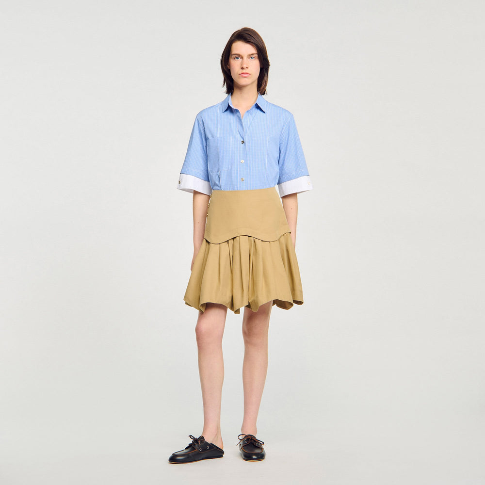 Sandro / Mini flared pleated skirt Beige