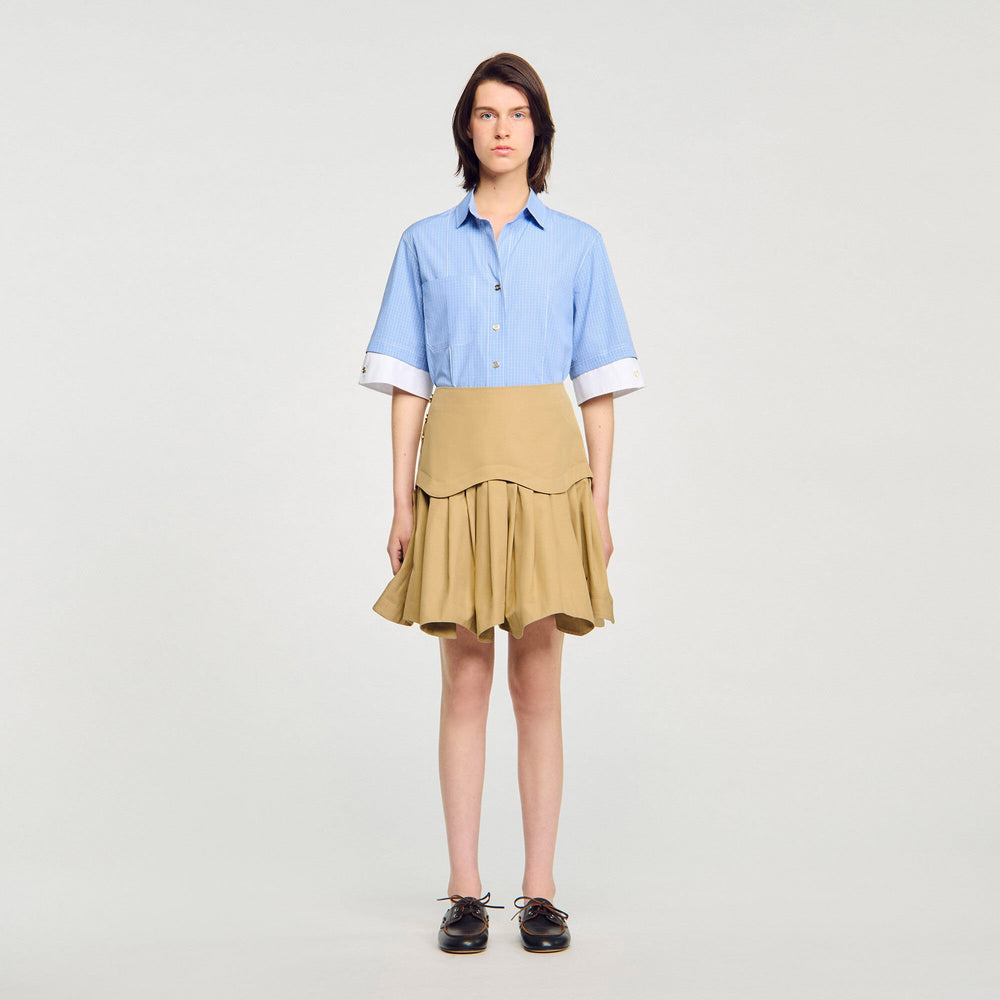 Sandro / Mini flared pleated skirt Beige