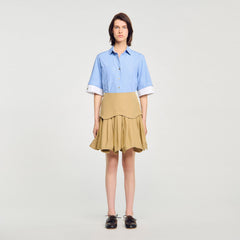 Sandro / Mini flared pleated skirt Beige