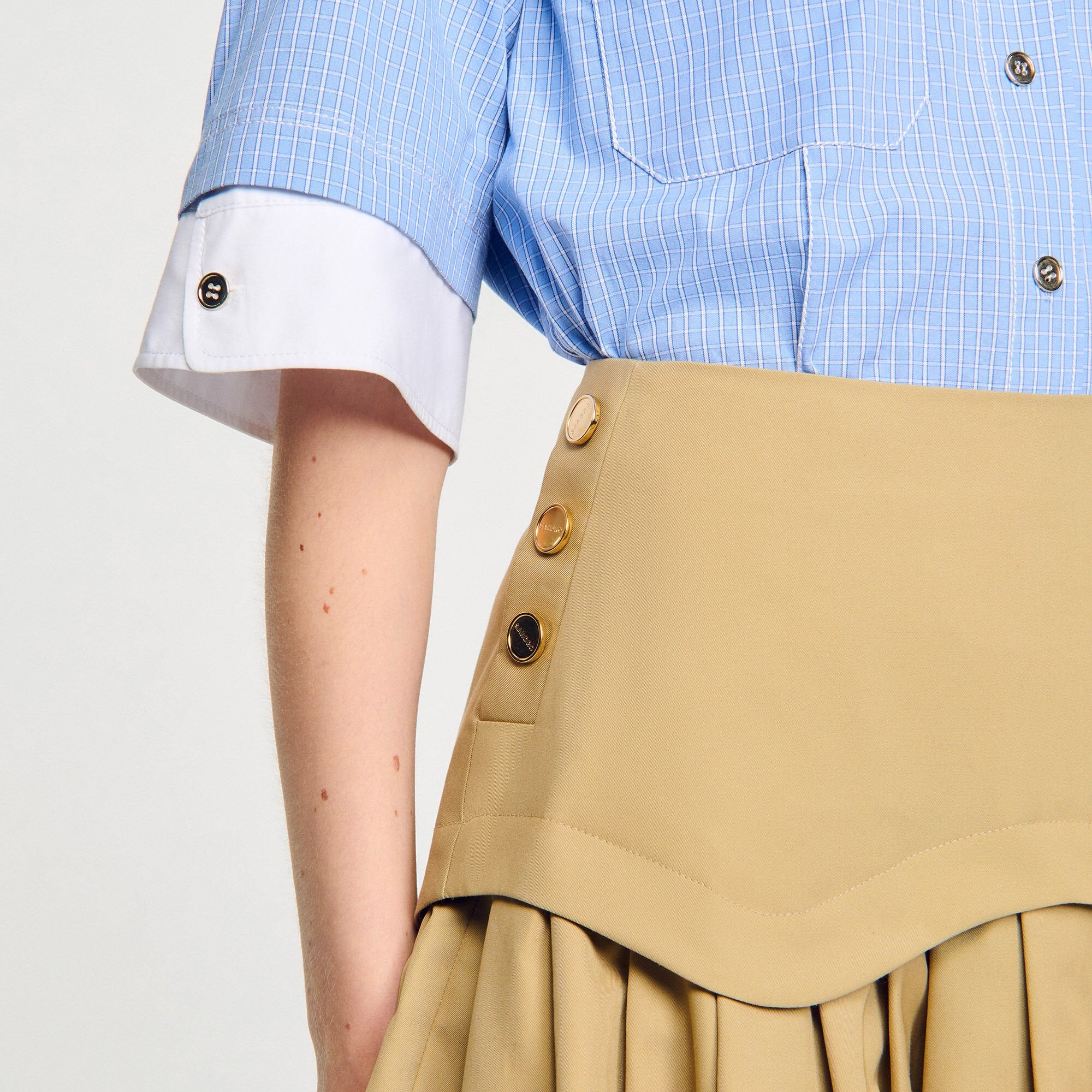 Sandro / Mini flared pleated skirt Beige