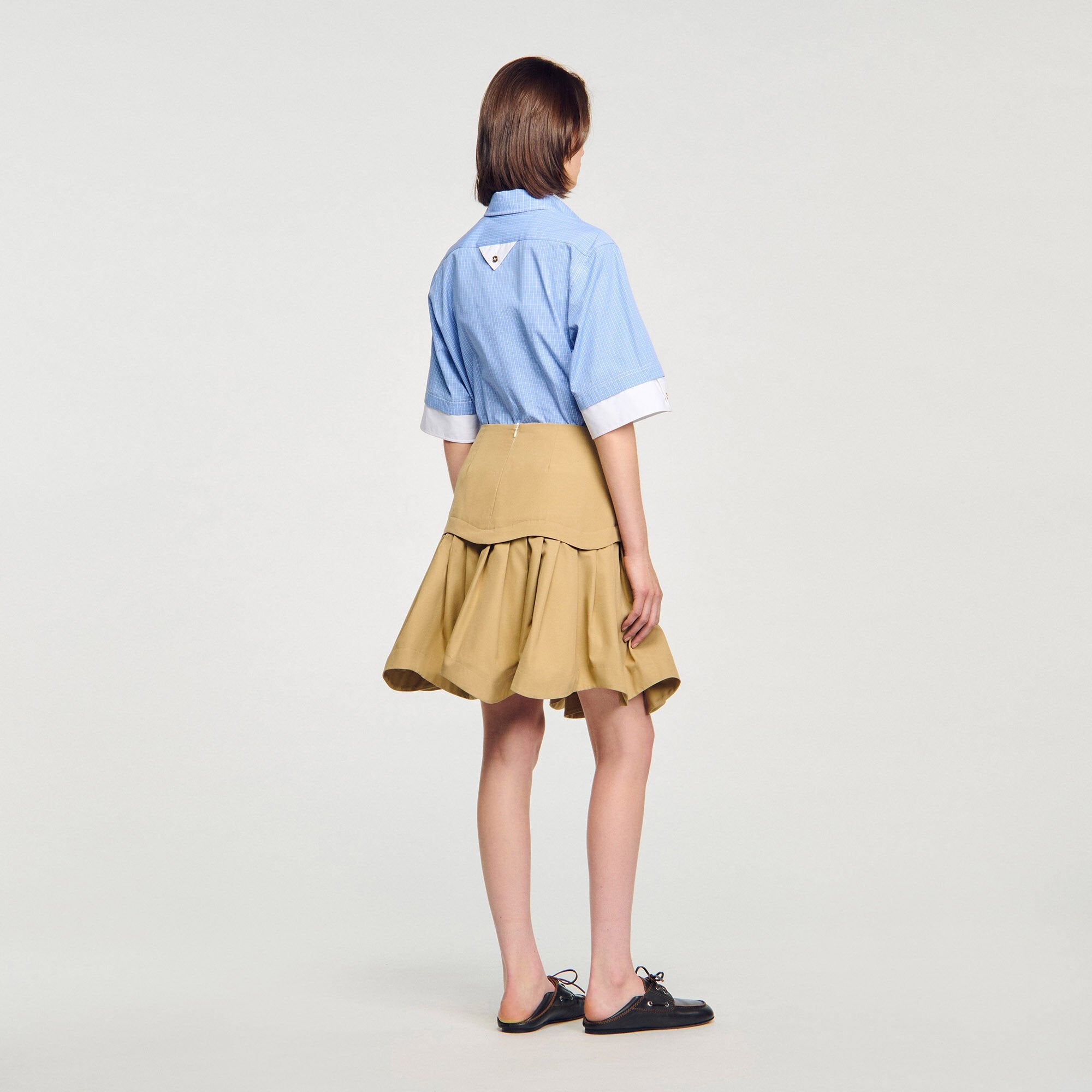 Sandro / Mini flared pleated skirt Beige