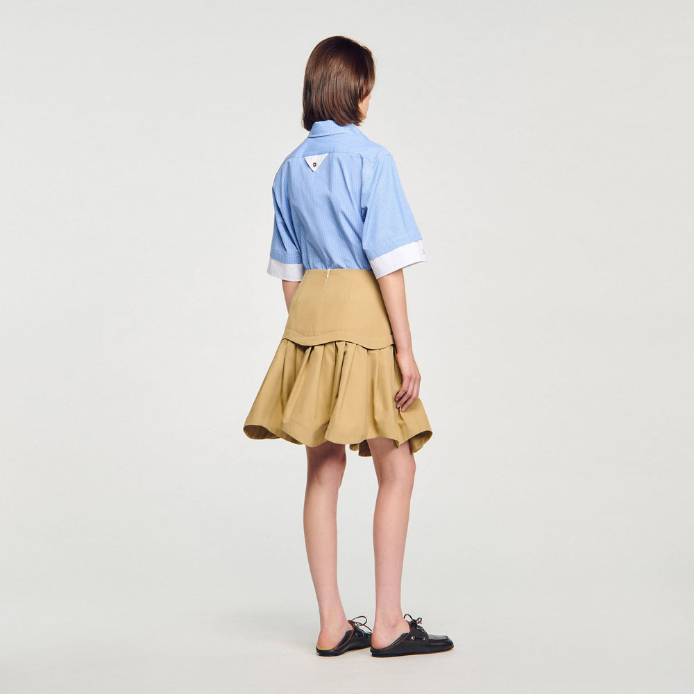 Sandro / Mini flared pleated skirt Beige