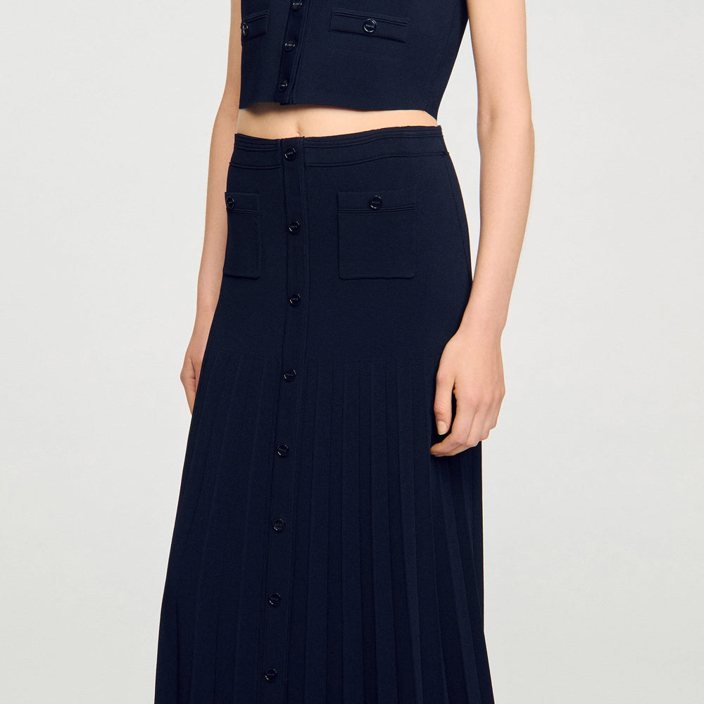 Sandro / Maxi two-tone knit skirt Navy Blue