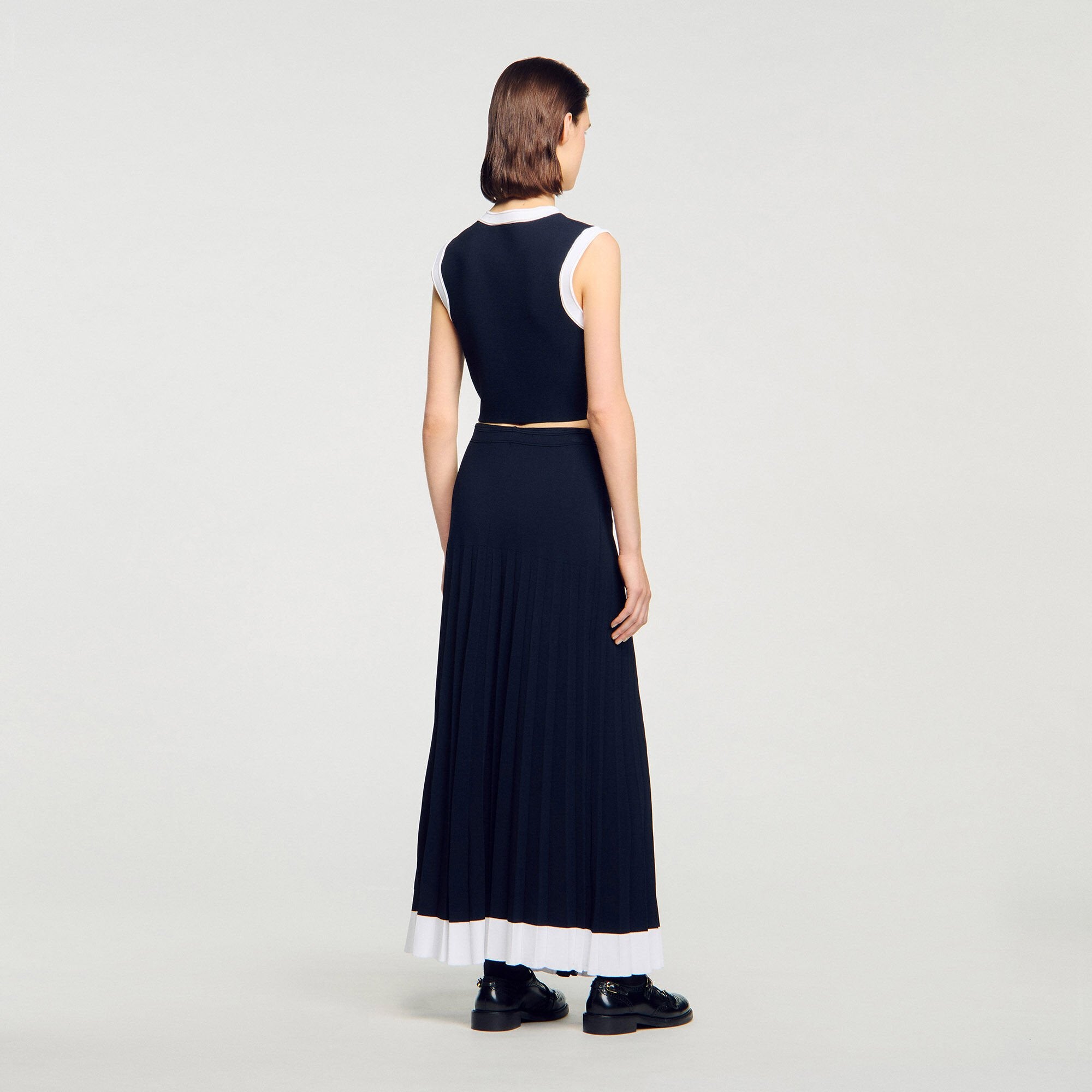 Sandro / Maxi two-tone knit skirt Navy Blue