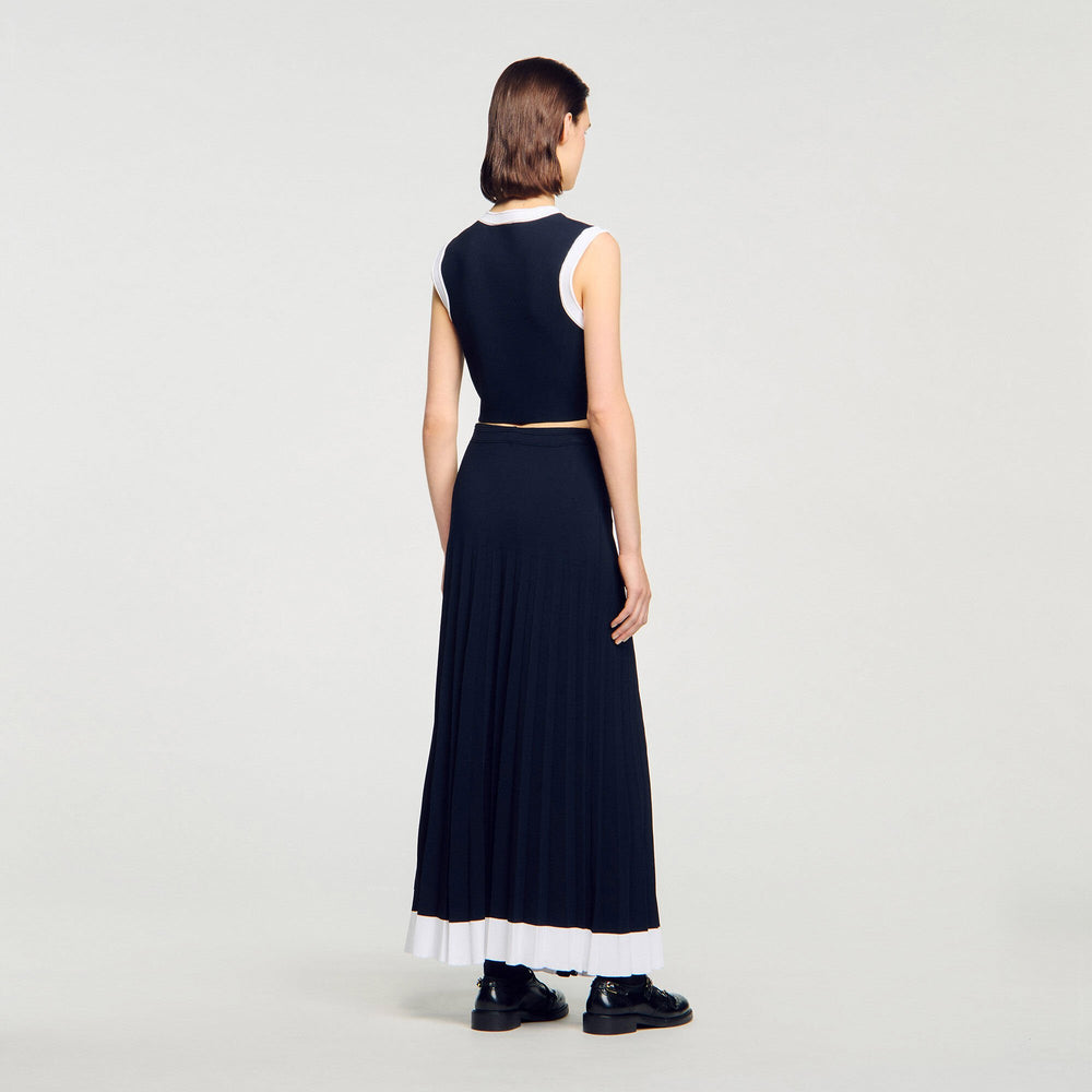 Sandro / Maxi two-tone knit skirt Navy Blue