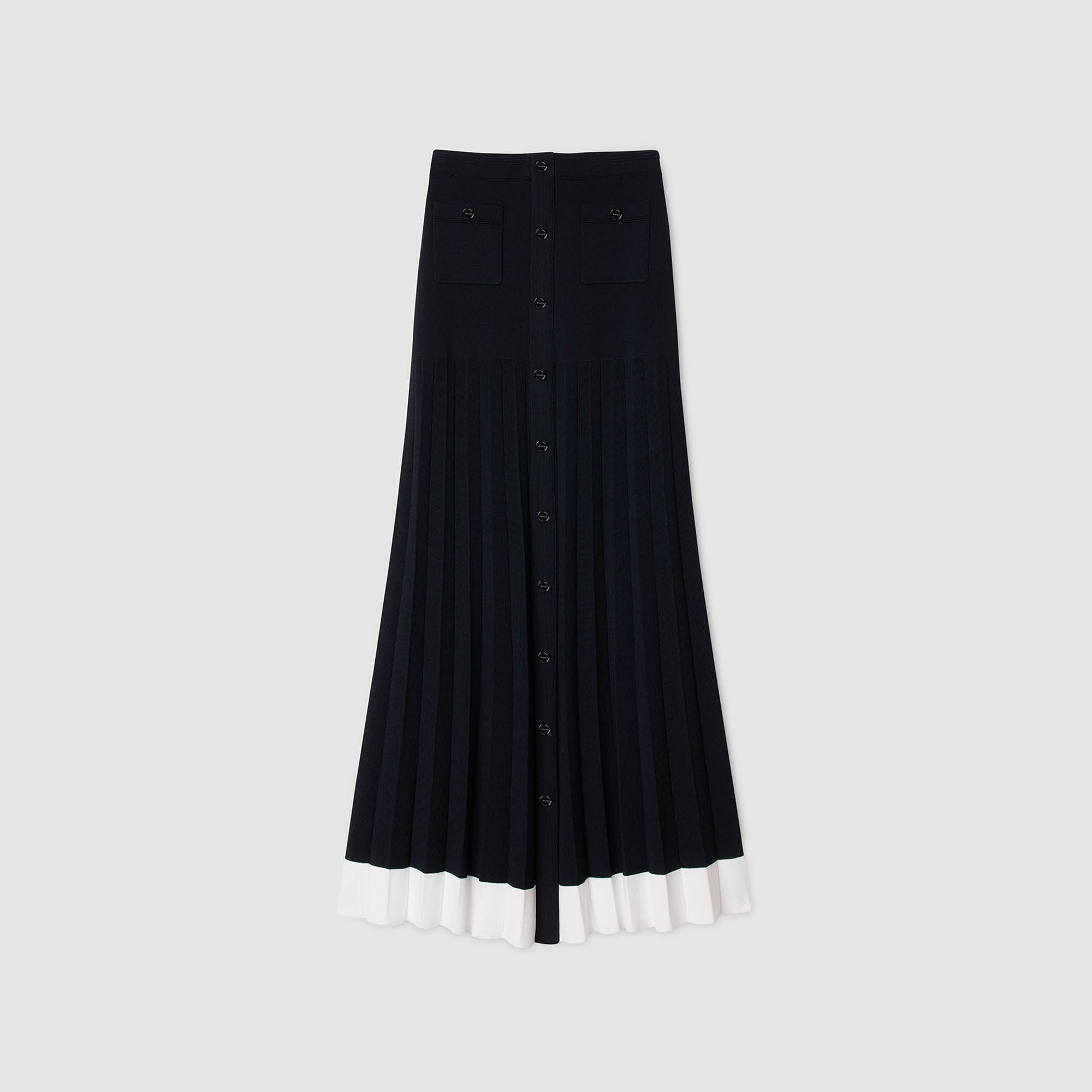 Sandro / Maxi two-tone knit skirt Navy Blue
