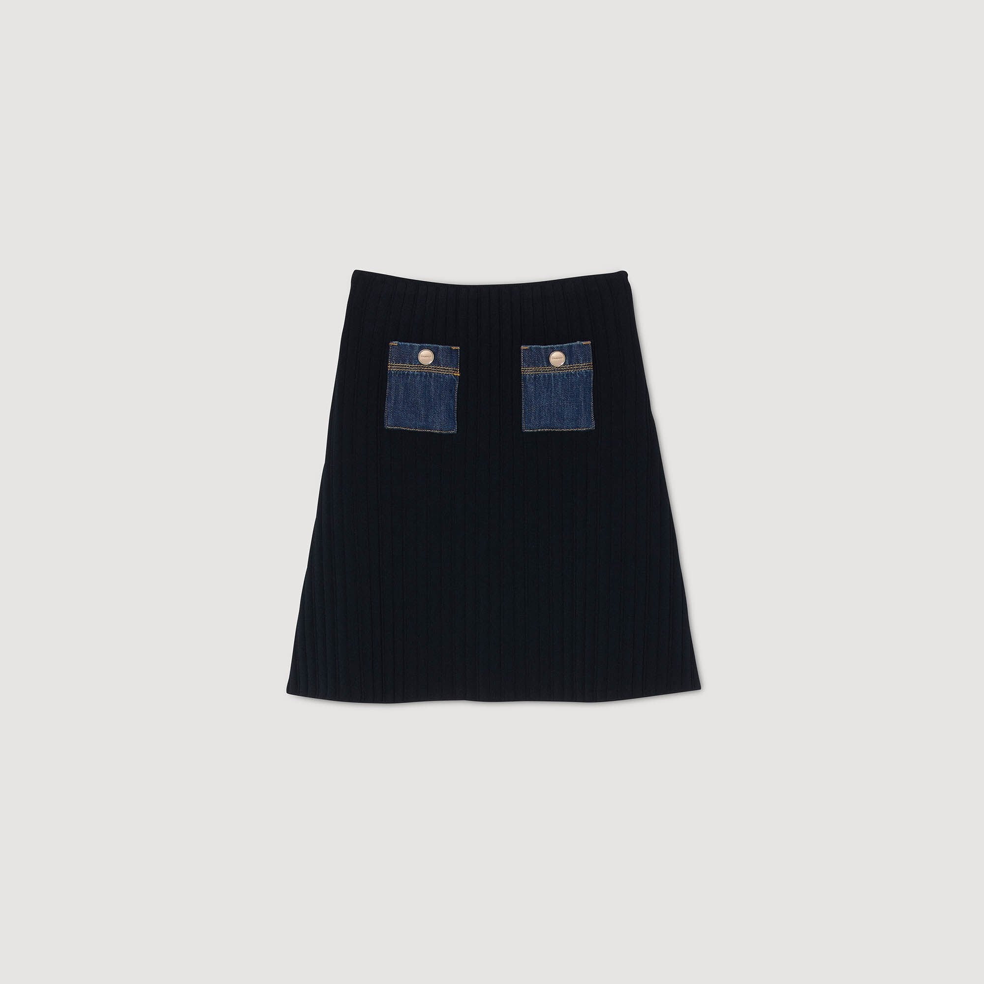 Sandro / Mini knit and denim skirt Navy Blue