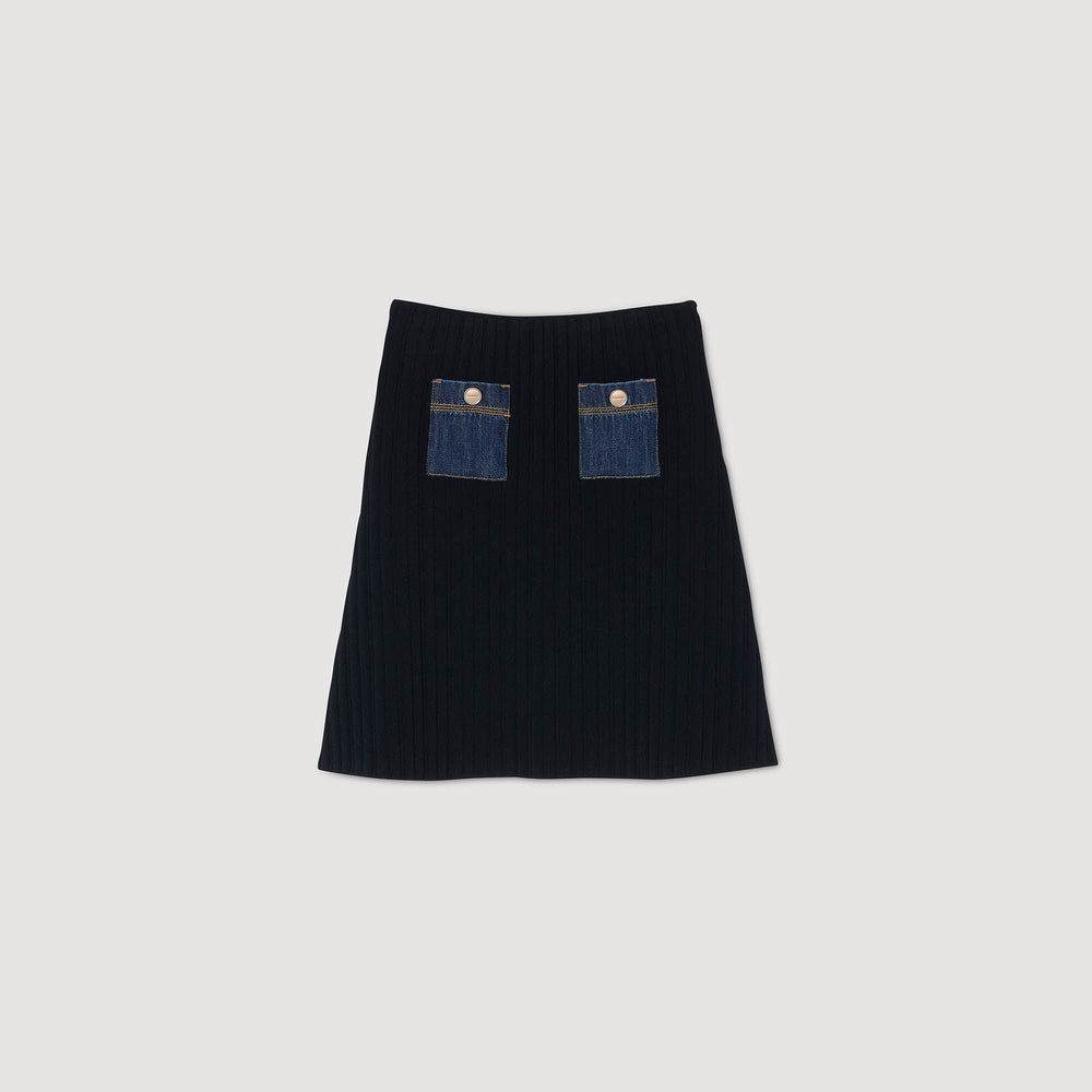 Sandro / Mini knit and denim skirt Navy Blue
