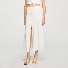 Sandro / Pointelle knit midi skirt Ecru