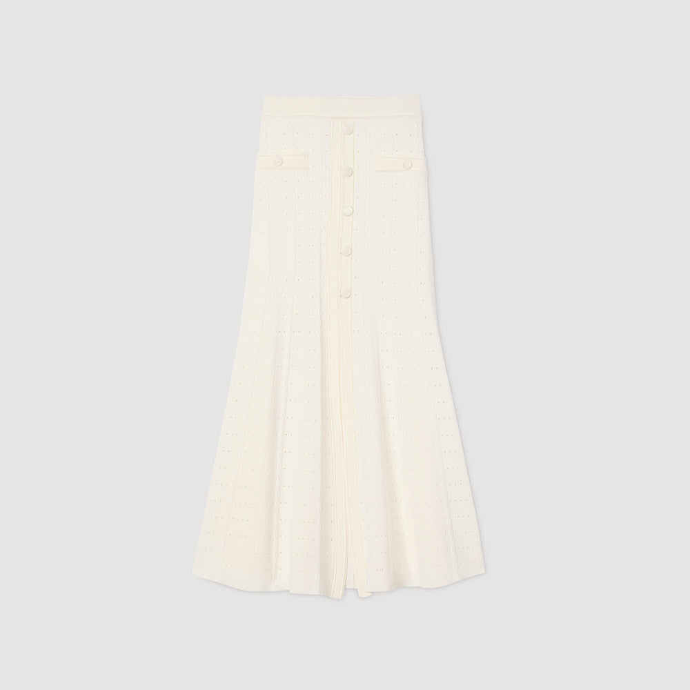 Sandro / Pointelle knit midi skirt Ecru