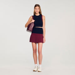 Sandro / Mini two-tone pleated skirt Navy Blue