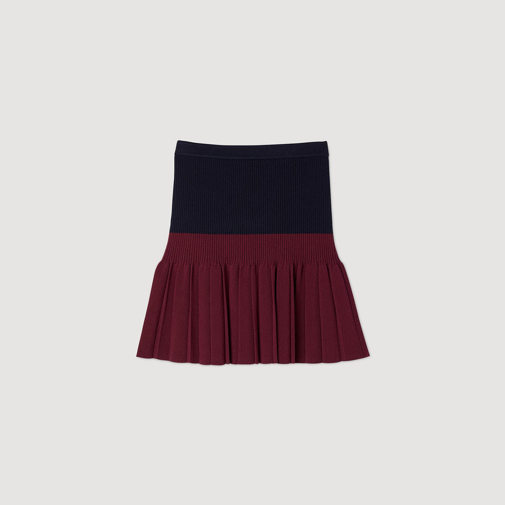 Sandro / Mini two-tone pleated skirt Navy Blue