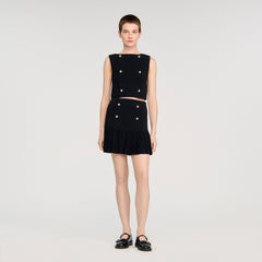 Sandro / Mini pleated knit skirt Black