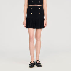 Sandro / Mini pleated knit skirt Black