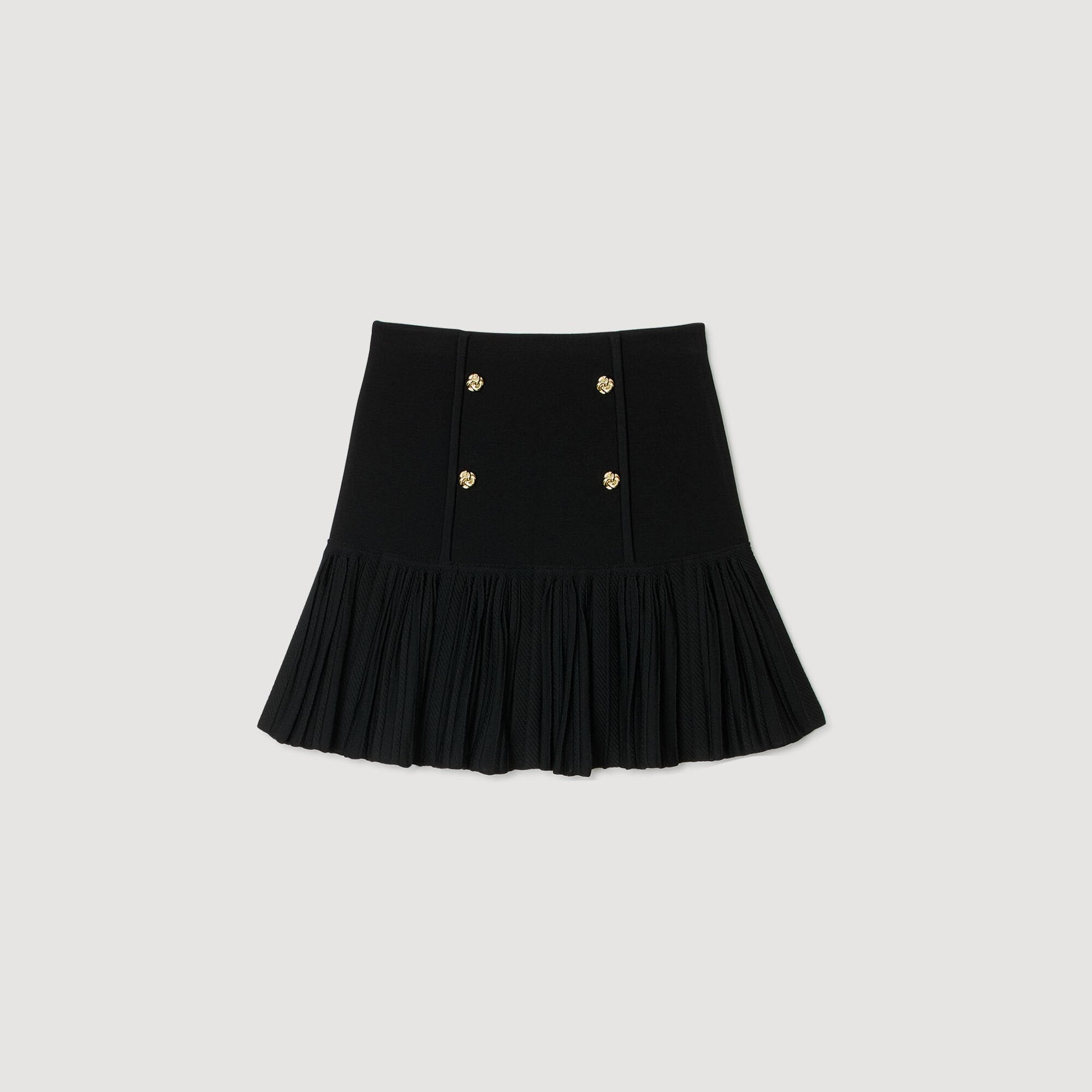 Sandro / Mini pleated knit skirt Black