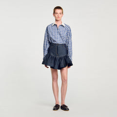 Sandro / Mini denim ruffled skirt Deep Blue