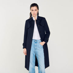 Sandro / Trench coat with pleated inset Navy Blue