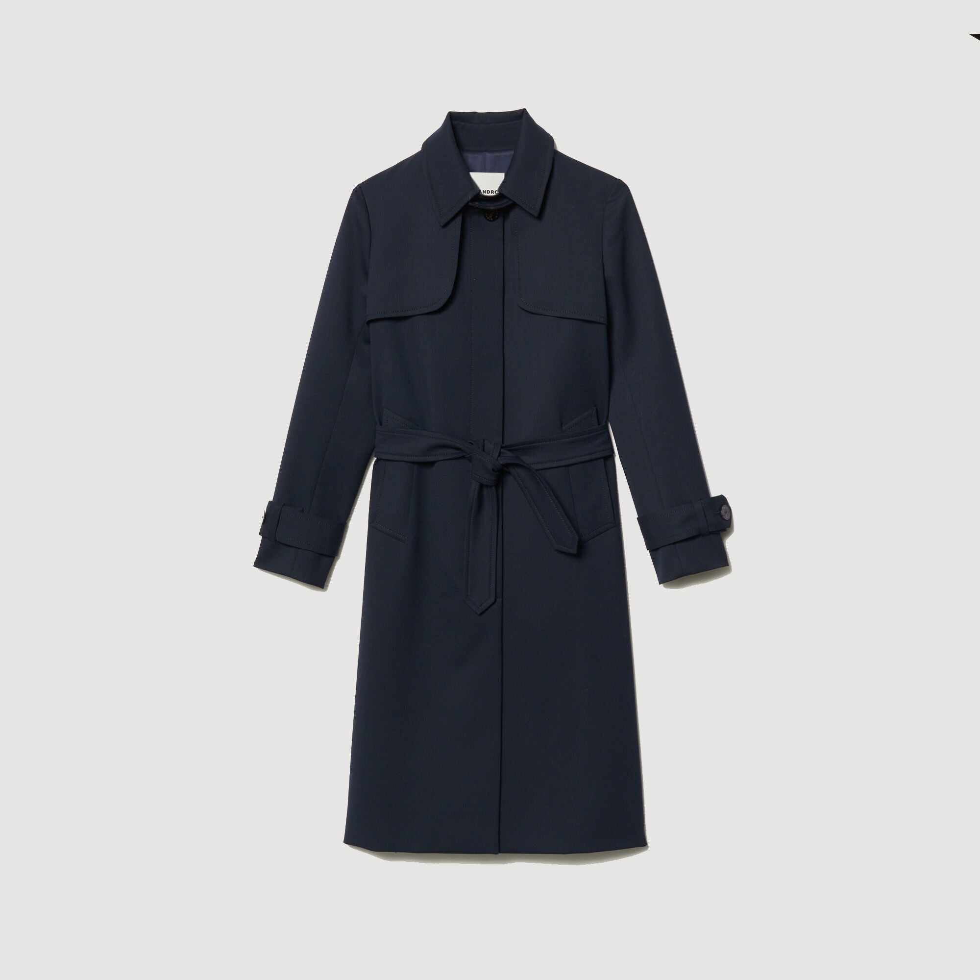 Sandro / Trench coat with pleated inset Navy Blue