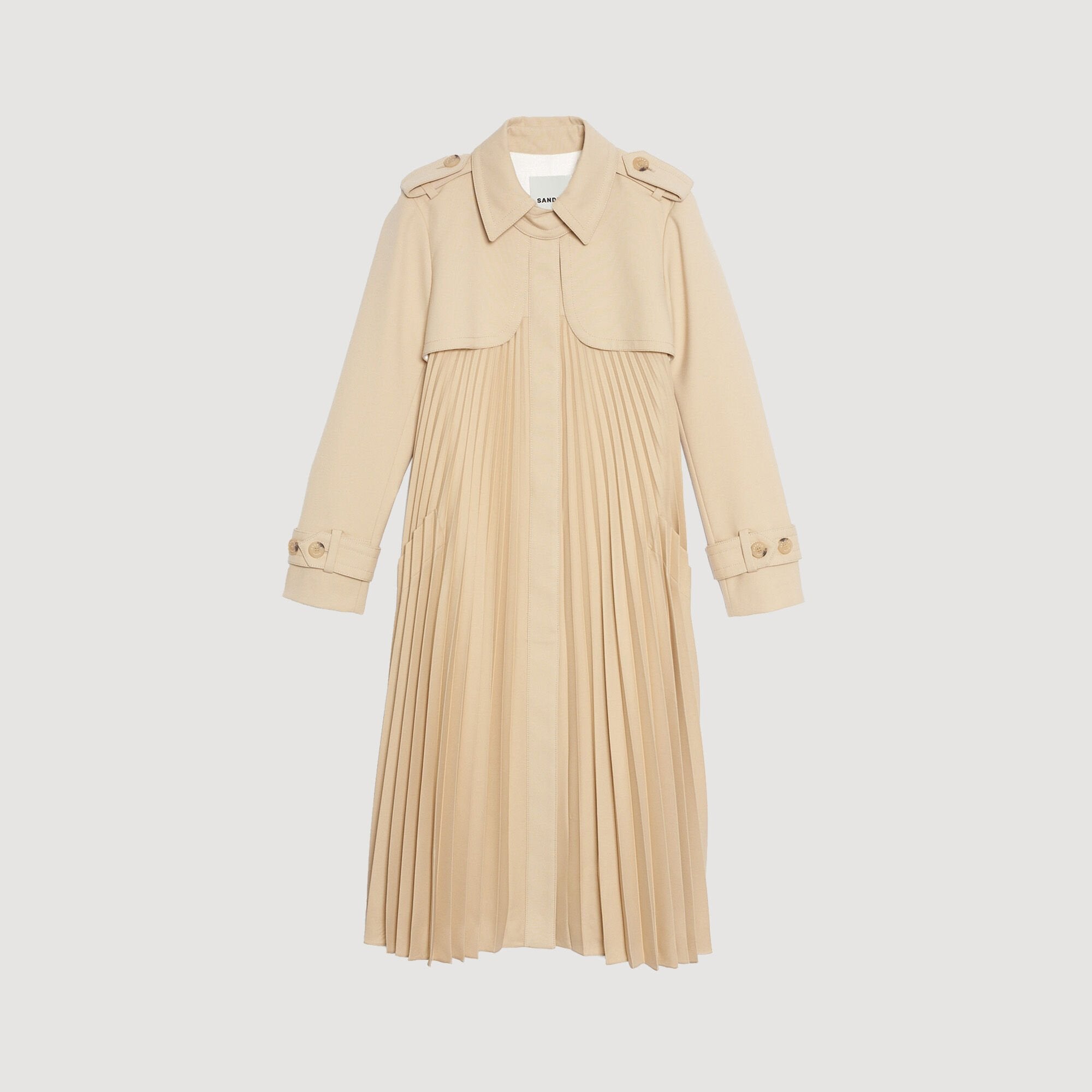 Sandro / Pleated trench coat with belt Beige