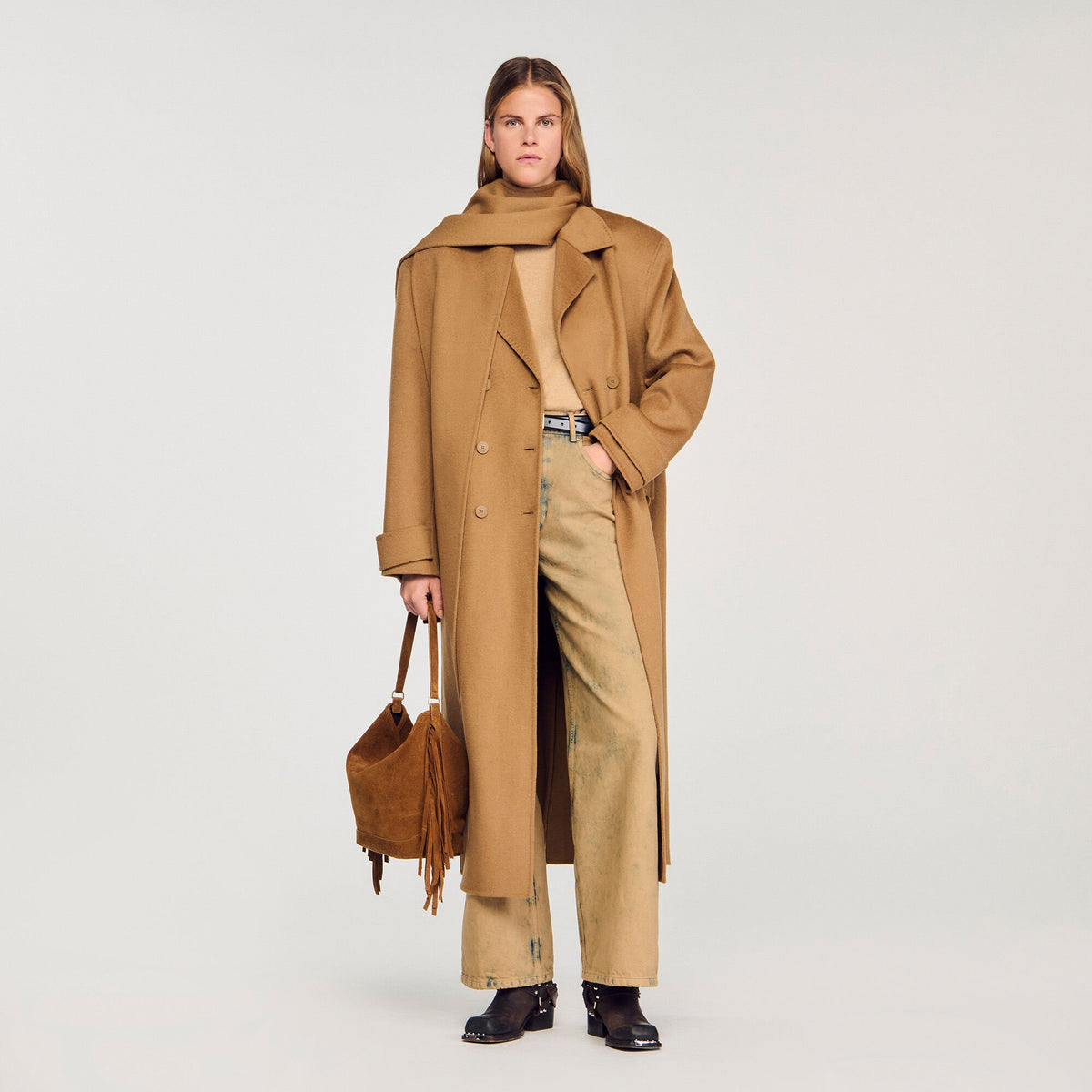 Sandro / Oversized Wool Coat Camel