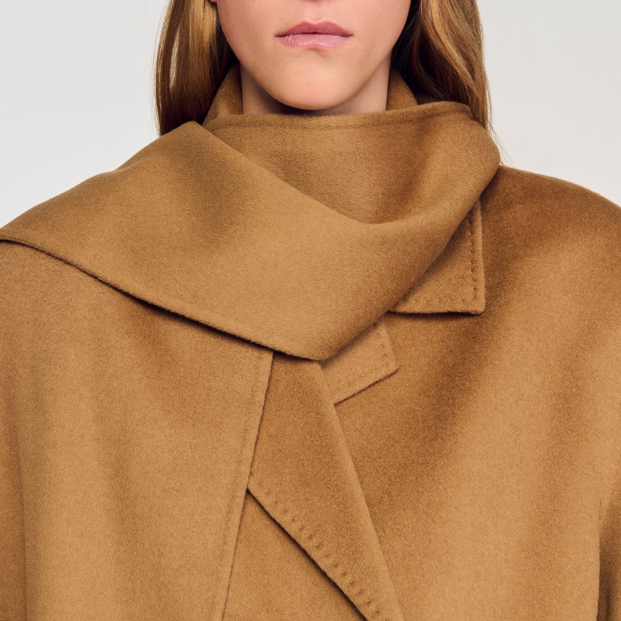 Sandro / Oversized Wool Coat Camel