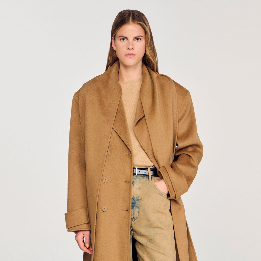 Sandro / Oversized Wool Coat Camel
