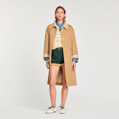 Sandro / Trench coat with rhinestone collar Camel