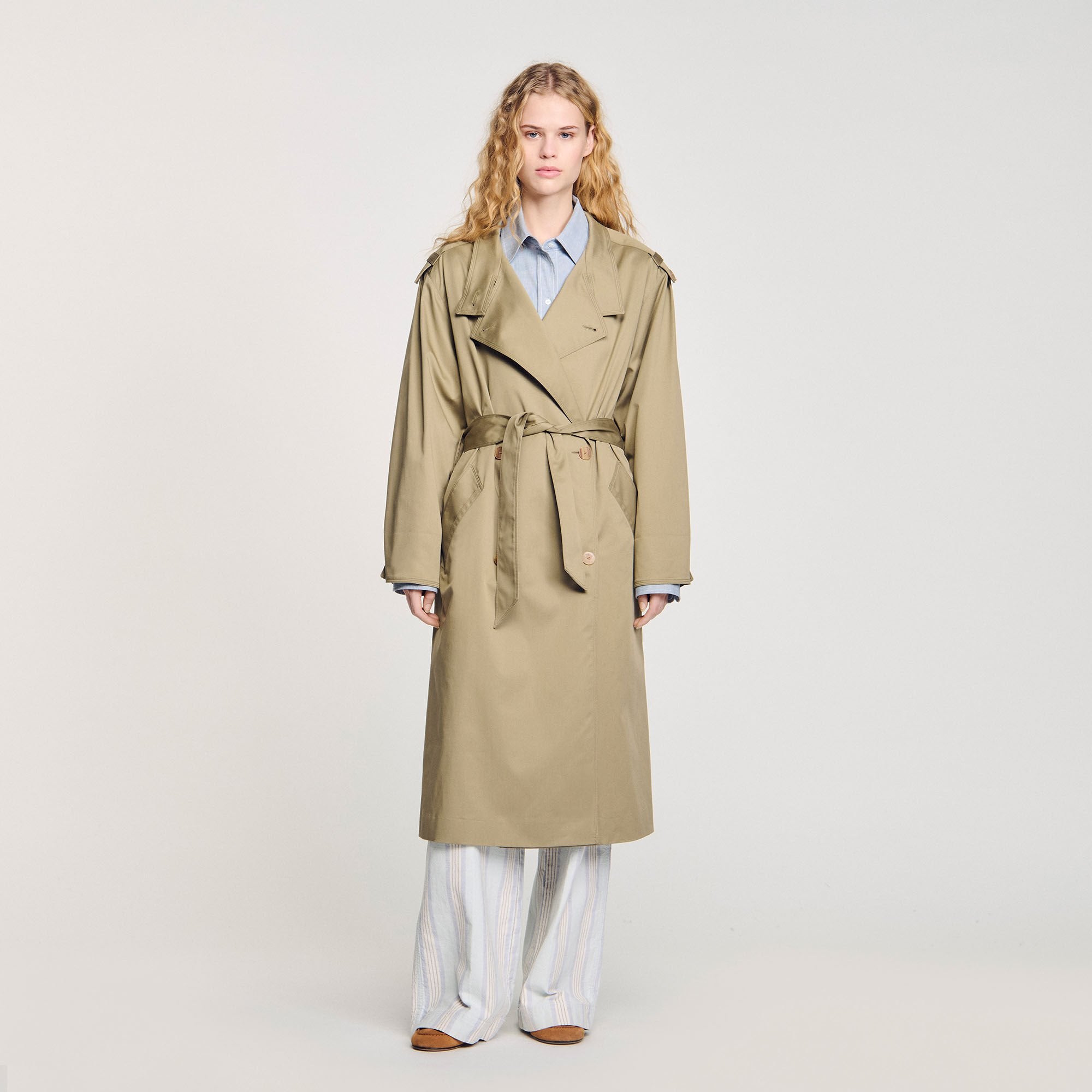 Sandro / Belted trench coat Olive Green