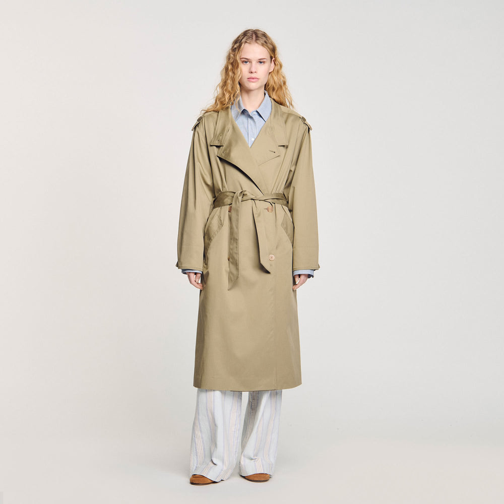 Sandro / Belted trench coat Olive Green